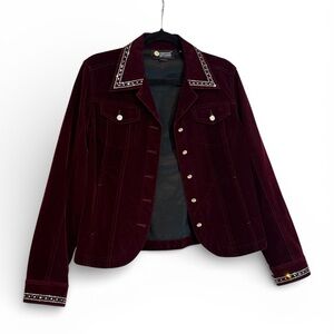 Christine Alexander Velvet Burgundy Western Jacket Rhinestone Women’s Size M